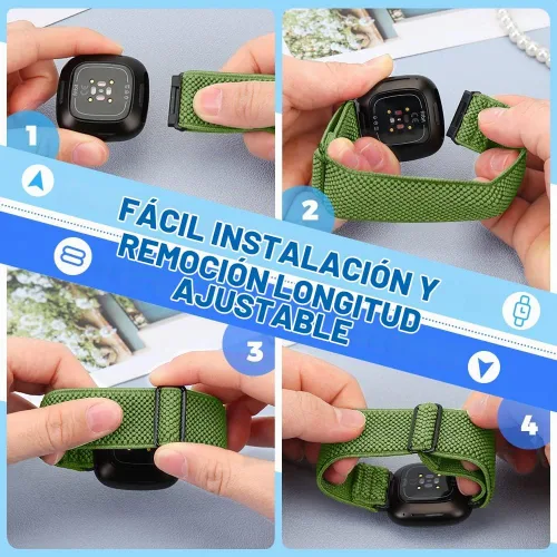 Vista 5 de Enkic Paquete de 10 correas elásticas de nailon compatibles con Fitbit Versa 4/Sense 2/Versa 3/Sense, correas elásticas ajustables para mujeres