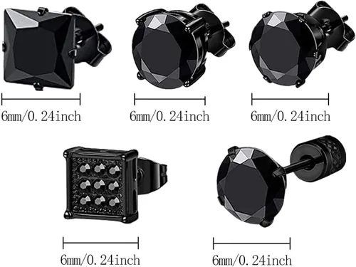 Vista 2 de NEWITIN Juego de 15 pares de aretes de acero inoxidable para hombre