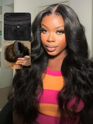Vista 16 de UNICE Bye Bye Slip Peluca de Capas Emplumadas con Raya Lateral de Cabello Humano Sin Pegamento con Tiras de Silicona Seguras y Cordón Densidad 200%