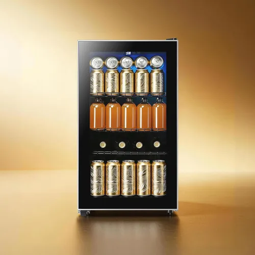 Vista 7 de WANAI Refrigeradores de bebidas 120-Can Mini refrigerador pequeño con pantalla táctil LED