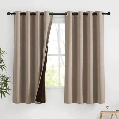 Vista 117 de NICETOWN Cortinas 100% Opacas Cortas de 36 Pulgadas de Largo para Dormitorio, Privacidad Aislamiento Térmico con Ojales Cortinas de Ventana