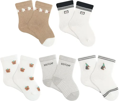 Vista 9 de Calcetines suaves y cómodos a media pantorrilla para bebés y niños pequeños, paquete de 5, unisex, perfectos para edades de 0 a 5 años