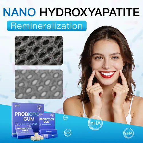Vista 5 de Nano Hydroxyapatite Gum Probióticos Remineralizantes – Chicle de Xilitol Menta Sin Azúcar – Esmalte y Cuidado Oral – Soporte para el Aliento Fresco
