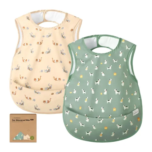 Vista 15 de KeaBabies Baberos impermeables para bebé niña, niño – Paquete de 2 baberos ligeros y grandes para comer, atrapador de comida portátil, esenciales
