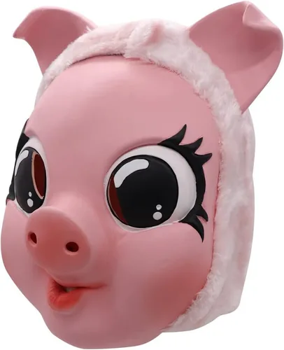 Vista 2 de Killing Eve Villanelle - Máscara de cerdo rosa para Halloween, disfraz de miedo