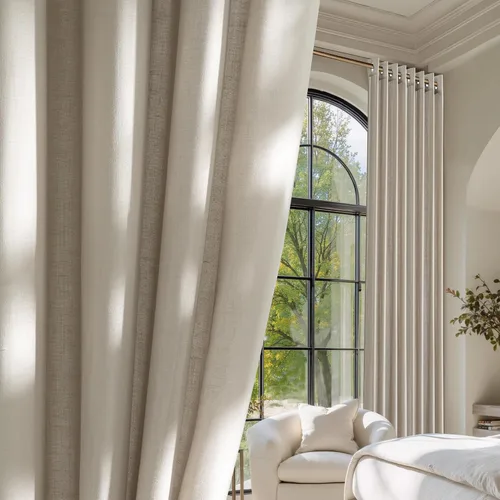 Vista 48 de NICETOWN - Cortinas de lino angora para ventana de cocina sobre el fregadero, con ojales, lino grueso angora, tratamientos cortos para ventanas