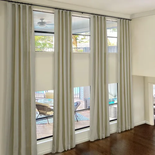 Vista 21 de ChadMade Cortinas de lino de 216 pulgadas de largo, 2 paneles de 52 pulgadas de ancho x 216 pulgadas de largo, color gris carbón, bolsillo para # 16
