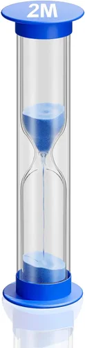 Vista 13 de Temporizador de arena de 1 minuto, reloj de arena de plástico de 1 minuto, reloj de arena pequeño de un minuto, temporizador de cristal de arena Azul