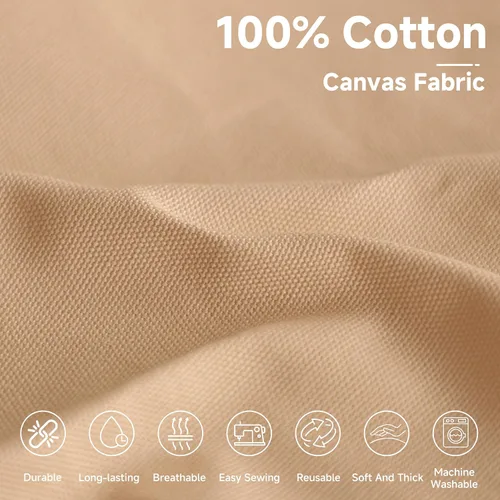 Vista 2 de Simple&Opulence Tela de Lona de Algodón 100% de 10 onzas, 59 pulgadas por yarda, Tela de Pato Natural Textil de Peso Medio para Pintura, Costura
