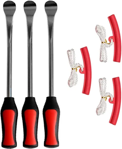 Vista 2 de Kit de herramientas de reparación de cucharas de neumáticos de 11.5 pulgadas, cucharas de neumáticos de acero endurecido con 3 protectores de llanta