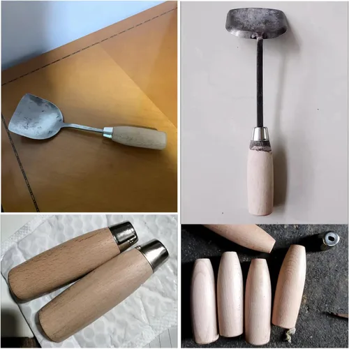 Vista 3 de Paquete de 2 piezas de mango de cuchillo de cuchilla de repuesto tipo espiga completa mango de madera con agarre redondo ergonómico para cuchillo