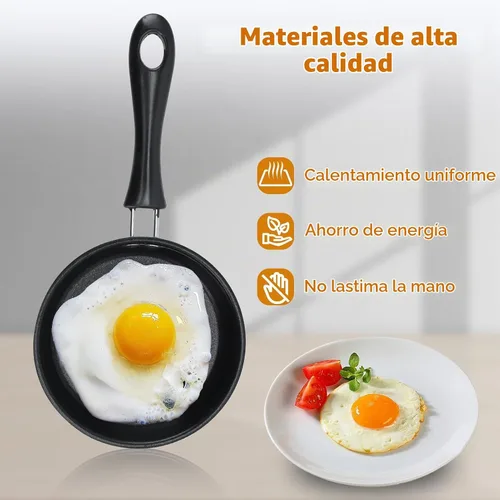 Vista 5 de HERCHR - Sartén pequeña para huevos, sartén de 4.9 pulgadas de acero inoxidable para huevos pequeños, sartén antiadherente redonda con mango