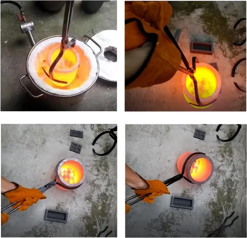 Vista 5 de Pinzas de crisol de 22.0 lbs para fundir metal, herramientas de fundición para crisoles de vertido y elevación, soporte de alicates de abrazadera