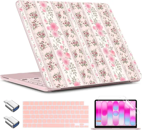 Vista 28 de TWOLSKOO Funda para MacBook Neo de 13 pulgadas 2026 A3404 A18 Pro Chip, funda rígida de plástico con adaptador tipo C, 2 fundas para cámara web