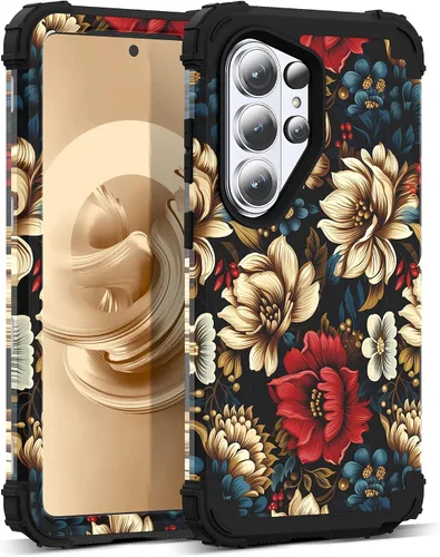 Vista 55 de Funda para Galaxy A14 5G Case, Patrón Floral 3 en 1 Protección Resistente de Servicio Pesado a Prueba de Golpes Parachoques de Goma de Silicona