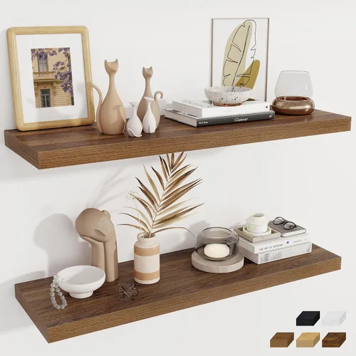 Vista 66 de Fun Memories Pequeños estantes flotantes para pared, estantes cuadrados de pared de 8 pulgadas con soportes invisibles, estantes negros para baño