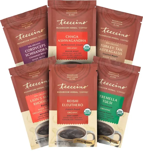 Vista 26 de Teeccino Lion’s Mane Rhodiola Café alternativo de setas adaptogénicas - Rosa - Café de setas herbal con sabor a mane de león y rhodiola, tostado