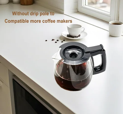 Vista 6 de ALLCUP - Jarra universal de repuesto para cafetera de 12 tazas Cafetera de cristal ajustable compatible con cafeteras Mr Coffee B&D Hamilton Beach