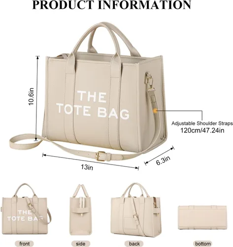 Vista 3 de JQAliMOVV The Tote Bag for Women - Trendy Leather Travel Tote Bag with Zipper Top-Handle Shoulder Crossbody Bag Handbag