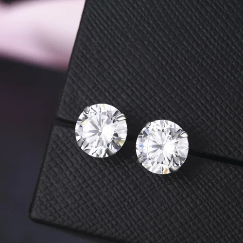 Vista 2 de Aretes de plata de ley chapados en platino hechos con cristales austriacos