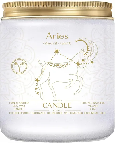 Vista 5 de Regalos de Aries para mujeres, Velas del signo zodiacal Aries, Velas de cristal regalo de astrología, Velas perfumadas regalos para mujeres Mamá
