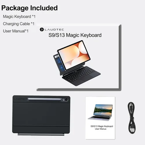 Vista 9 de LAUDTEC - Funda con teclado mágico para Samsung Galaxy Tab S11 / S9 de 11 pulgadas, S10 Lite / S10 FE / S9 FE 5G 10.9 pulgadas, soporte flotante