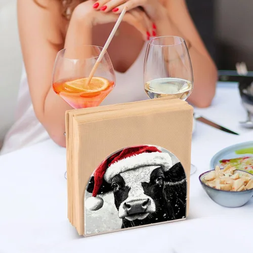 Vista 6 de Nander Lindo servilletero de vaca de Navidad para mesas, servilleteros para cocina, servilleteros de mesa, servilleteros de cóctel, soporte