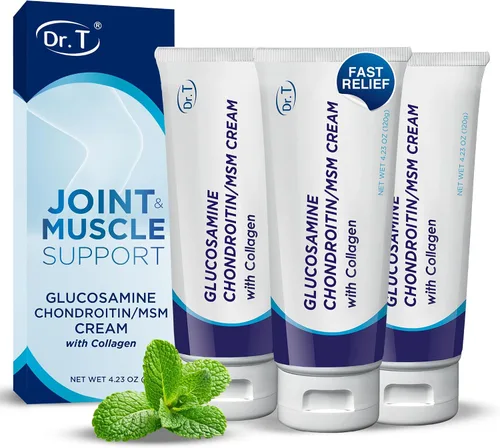 Vista 9 de Dr. T Crema de condroitina de glucosamina, fórmula prémium con MSM y colágeno para molestias articulares y musculares, mantiene la fuerza articular