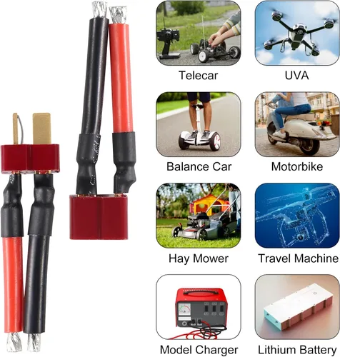 Vista 7 de 6 pares de conectores de enchufe en T hembra macho 12AWG 2.165 in cable de extensión compatible con RC Lipo Cable de batería Drone Car Boat Conexión