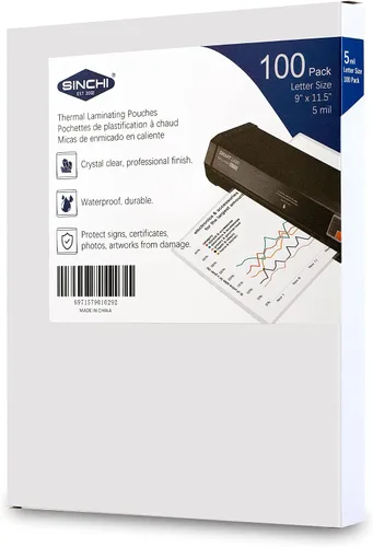 Vista 2 de SINCHI Never-Jam Laminator & SINCHI - Paquete de 100 hojas laminadoras de 5 mil