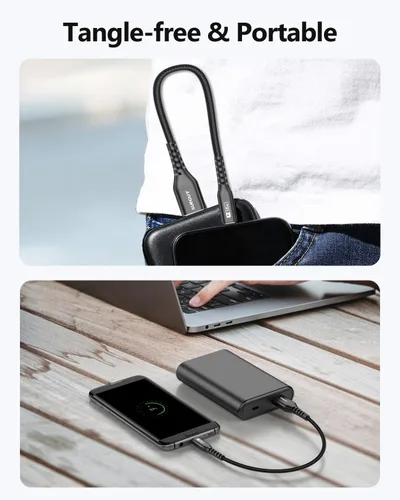 Vista 4 de SUNGUY Cable micro USB corto de 6 pulgadas, paquete de 3, cable USB a micro USB de 0.5 pies, cable de transferencia de datos USB 2.0 trenzado