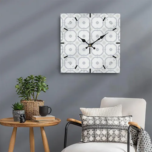 Vista 5 de White Floral Flower Green Star Wall Clock Decorative Wall Clocks Decorative Plug in Clock Battery Operated Clocks Garage for Kitchen Bathroom