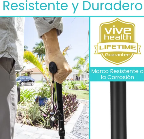 Vista 3 de Bastón plegable Vive, bastón de peso ligero robusto para hombres y mujeres, diseño plegable para la portabilidad y la conveniencia, acabado liso