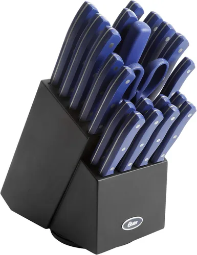 Vista 16 de Oster Ginley - Juego de 3 piezas de cubiertos de acero inoxidable de alto carbono con mango forjado triple remachado de ABS