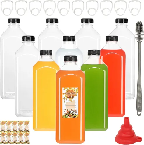 Vista 10 de Fhxtcygj - 24 botellas de plástico de 8 onzas con tapas, contenedor de jugo con tapas