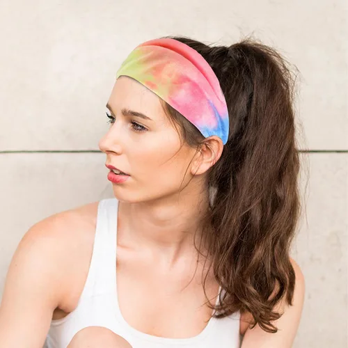 Vista 5 de FULZTEY Diademas para mujer, lindas diademas de teñido anudado a la moda, bohemias, elásticas, para yoga, entrenamiento, banda para el sudor