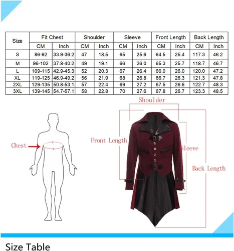 Vista 2 de BLESSUME Abrigo gótico victoriano Steampunk VTG abrigo chaqueta Halloween Cosplay disfraz