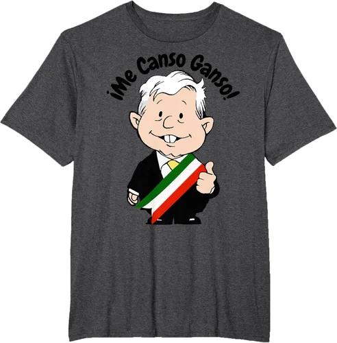 Vista 20 de AMLO Amlito Me Canso Ganso - Camiseta con diseño de dibujos animados mexicanos Gris Oscuro