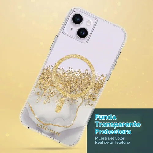 Vista 3 de Case-Mate Funda para iPhone 14 Plus, mármol de quilates [protección contra caídas de 10 pies] [compatible con MagSafe] Funda magnética con bonito