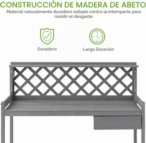 Vista 2 de Best Choice Products Banco para macetas de jardín al aire libre, mesa de trabajo de madera con cajón de gabinete, estante abierto, almacenamiento