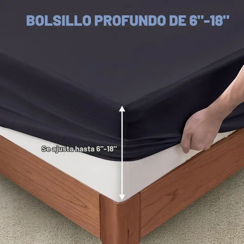 Vista 5 de Protector de colchón tamaño individual, funda de colchón impermeable con bolsillo profundo de 18 pulgadas, cubierta de cama estilo sábana bajera