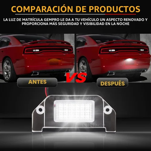 Vista 2 de Gempro Luces LED para matrícula, parachoques trasero, montaje de lámparas para Dodge Charger Challenger, Avenger Magnum Dart, 6000 K, color blanco
