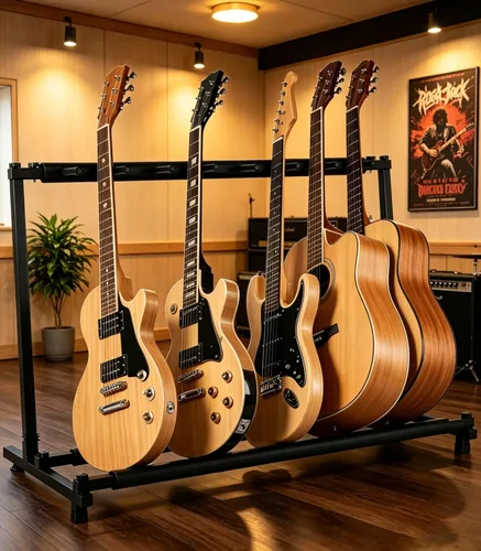 Vista 4 de 5 soportes para guitarra con diseño plegable, soporte de guitarra