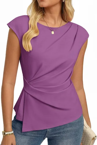 Vista 15 de GRACE KARIN Tops de verano 2026 para mujer, camisa elegante con peplum