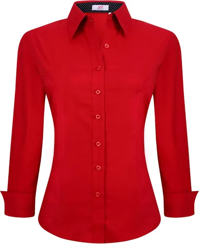 Vista 10 de Esabel.C - Camisa de trabajo con botones de manga larga para mujer, elástica, corte regular