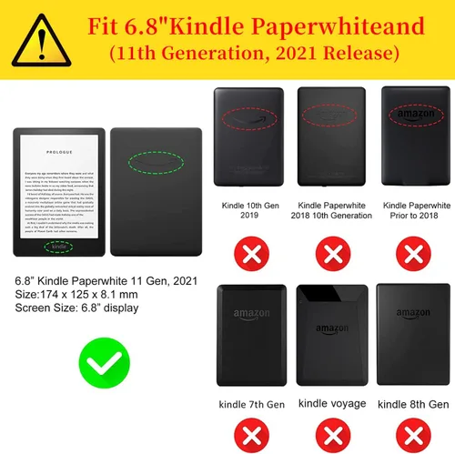 Vista 2 de Funda para Kindle Paperwhite de 11.ª generación de 6.8 pulgadas, funda de piel sintética duradera con funda de encendido y apagado automático