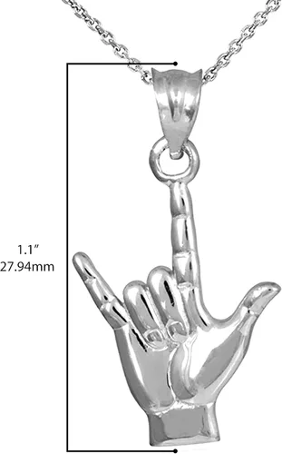 Vista 4 de Collar con colgante de plata de ley 925 con texto en inglés "I Love You