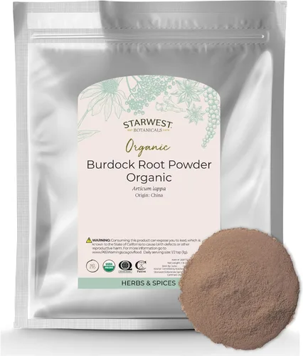 Vista 7 de Raíz de bardana Pwd orgánico - Arctium lappa, 4 onzas, (Starwest Botanicals)
