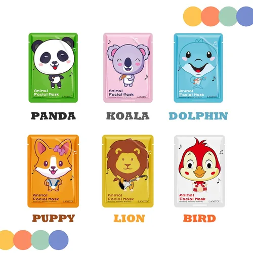 Vista 3 de Máscaras de spa de animales Máscaras de hoja de personajes Máscara facial para niños Fiesta de día de spa Noche de chicas Noche de spa