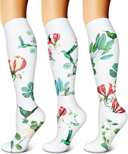 Vista 10 de FEYHAY Calcetines de compresión de cobre (3 pares) de 15-20 mmHg de circulación es la mejor atlética y diaria para hombres y mujeres, correr